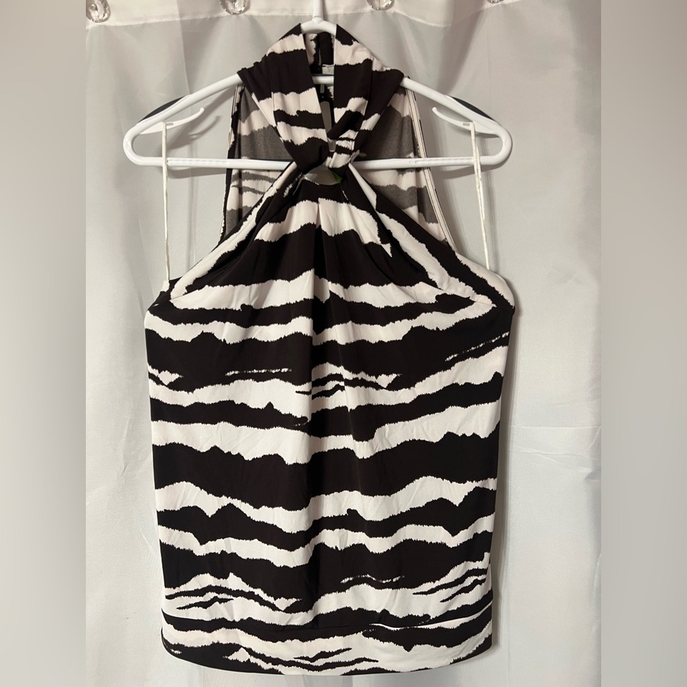 Michael Kors Brown and White Halter Top. Size L. EUC. Worn once